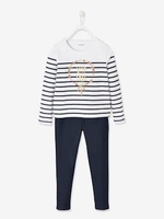 Top & Treggings Combo,  for Girls blue dark striped