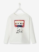 Top with Cassette Tape,  for Girls white light solid with design