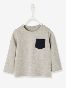 Top with Contrasting Pocket,  for Baby Boys blue dark solid with design