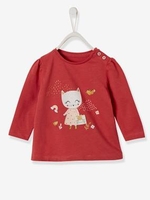 Top with Cute Appliqués,  for Baby Girls pink medium solid with desig