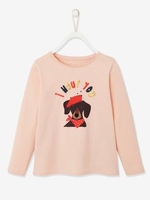 Top with Cute Dog & Fancy Details,  for Girls light pink