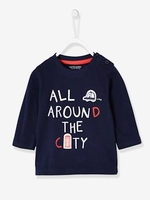 Top with London Print for Baby Boys blue dark solid with design