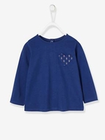 Top with Pocket with Exotic Motif for Baby Girls blue dark solid with design