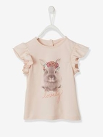 Top with Ruffles,  for Baby Girls pink medium solid with desig