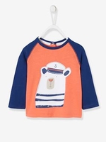 Top with Sailor Bear Motif for Baby Boys orange medium solid with desig