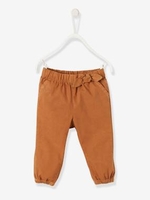 Trousers with Elasticated Waistband for Baby Girls brown light solid