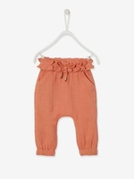 Trousers with Elasticated Waistband for Baby Girls orange medium solid