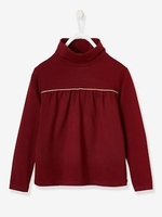Turtleneck Top with Iridescent Trim for Girls blue dark solid