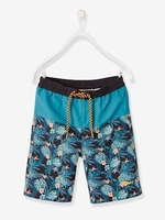 Two-Tone Swim Shorts for Boys,  Exotic Motif blue medium all over printed