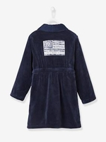 USA Bathrobe blue dark solid with design