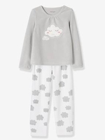 Velour Pyjamas for Girls grey light solid with design