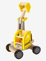 Wooden Backhoe Loader yellow medium solid wth design