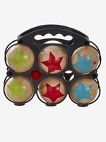 Wooden Boules brown light solid with design