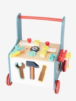Wooden Tool Bench on Wheels blue medium solid with design