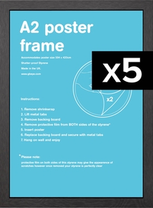 Flat MDF A2 Poster Frame Bundle x 5
