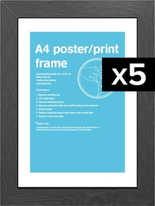 Flat MDF A4 Poster Frame Bundle x 5
