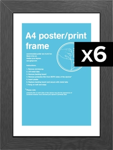 Flat MDF A4 Poster Frame Bundle x 6
