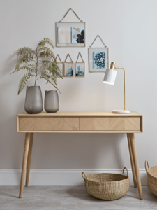 Chevron Oak Storage Console Table (Sample)