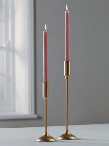 Four Rustic Dinner Candles - Rose