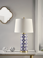 Handpainted Blue Geometric Table Lamp