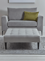 Large Marlbrough Ottoman - Ash Linen Cotton Blend