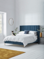 NEW Fluted Velvet Kingsize Bed - Deep Blue