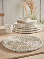 NEW Four Round Seagrass Placemats - White