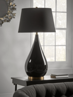 NEW Oversized Black Glass Teardrop Table Lamp
