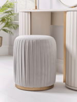 NEW Pleated Velvet Stool - Soft Grey