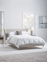 NEW Pleated Velvet Super King Bed - Soft Grey
