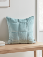 NEW Velvet & Cotton Cushion - Soft Blue