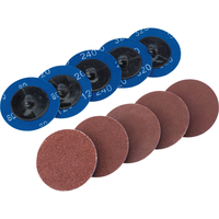 Draper 50mm Diameter Aluminium Oxide Sanding Disc 50mm Assorted Pack of 10