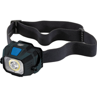 Draper COB SMD LED Wireless/USB Rechargeable Head Torch Black