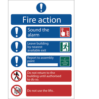 Draper Fire Action Procedure Sign 200mm 300mm Standard