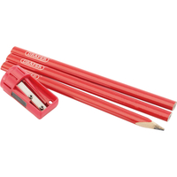 Draper Red Medium Carpenters Pencils and Sharpener Pack of 6