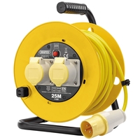 Draper Twin Socket Cable Extension Reel 110v 25m