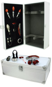 Aluminium Case - 2 Bottle With Wine Accessories Twin Bottle Gift Box