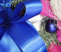 Blue Ribbon and Baubles Christmas Wreath
